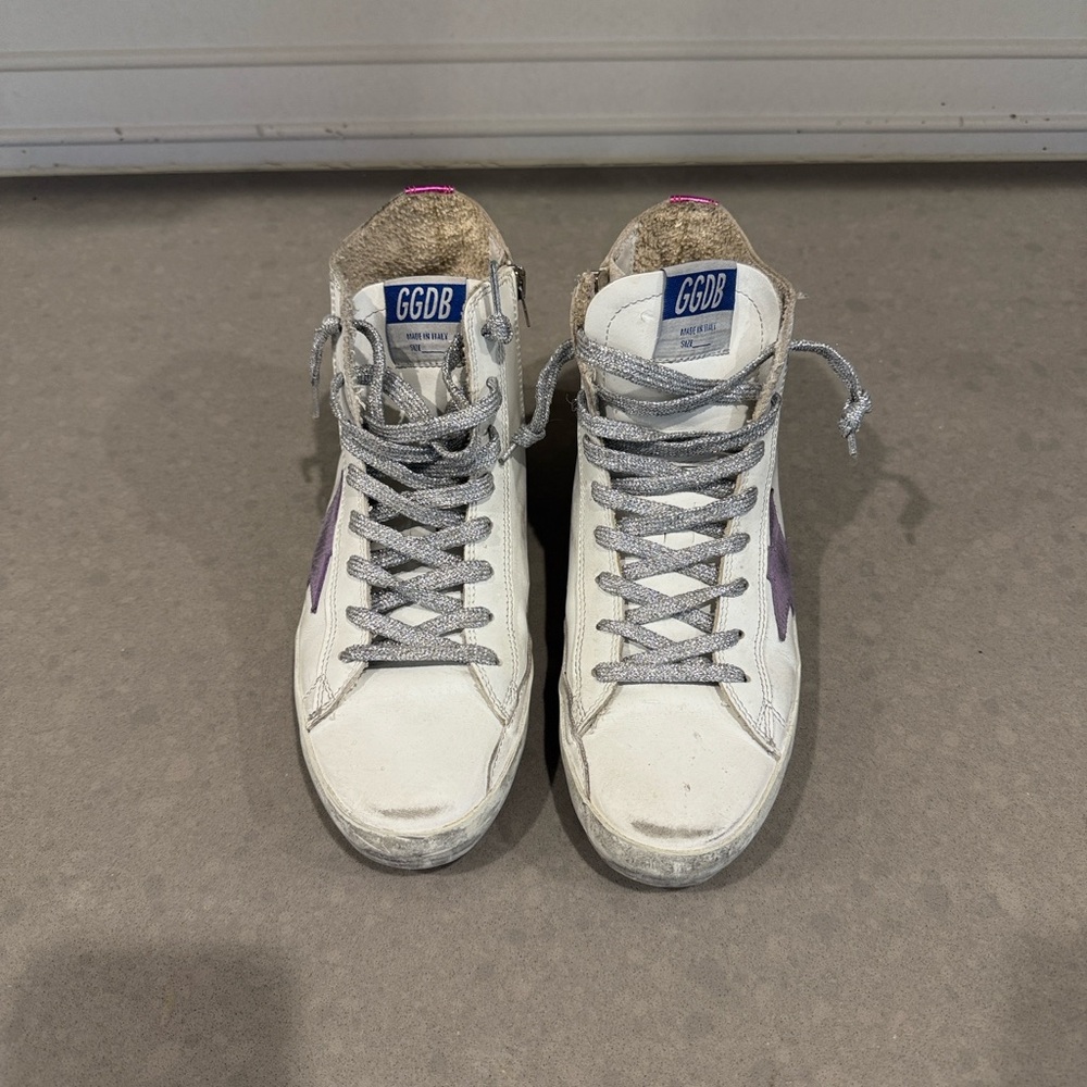 Golden Goose White and Silver High-Tops - Picture 2 of 7
